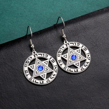 NEW Vintage Hebrew Pentagram Star of David Charming Stainless Steel Drop Earrings For Women - The Jewellery Supermarket